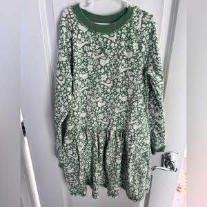 Mini Boden Green and White Patterned Dress